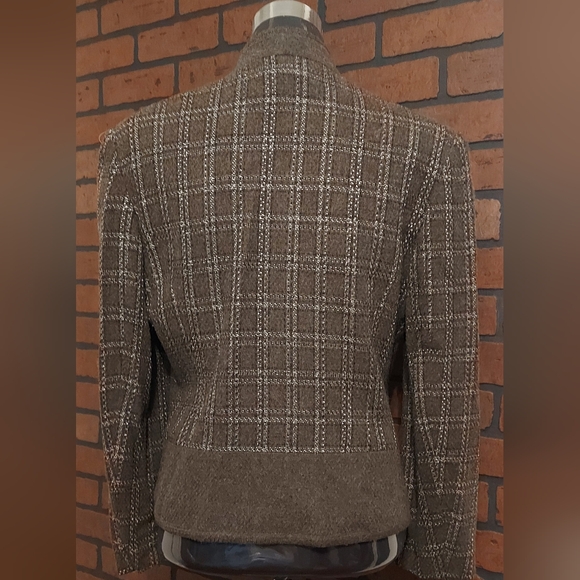Plaid Wool Blazer Size 8 Dark Academia Preppy Vintage Tailored Jacket - Picture 4 of 13